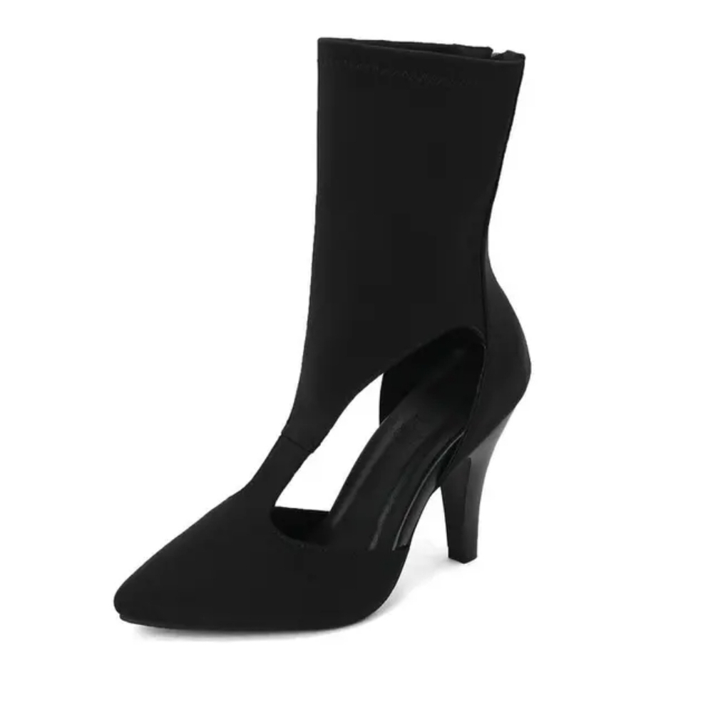 Sleek Black Cutout Boots